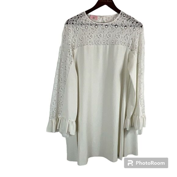 GIAMBA Paris Women Giambattista Valli White Lace Yoke Mini Dress XS Flowing E1 - Picture 1 of 12